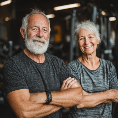 Активні літні люди займаються фітнесом